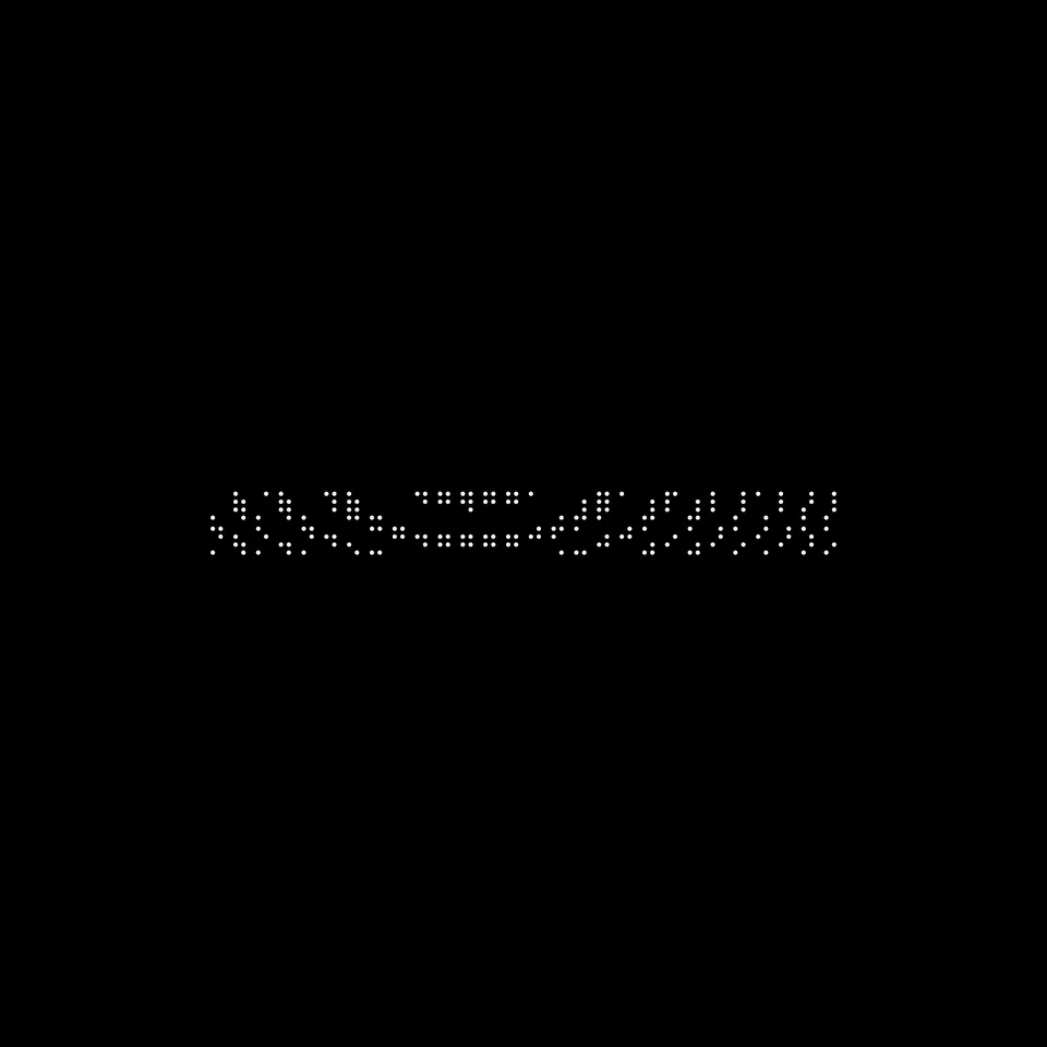 A wide two-line strip of dots forming chirped rings around a centre near the middle.