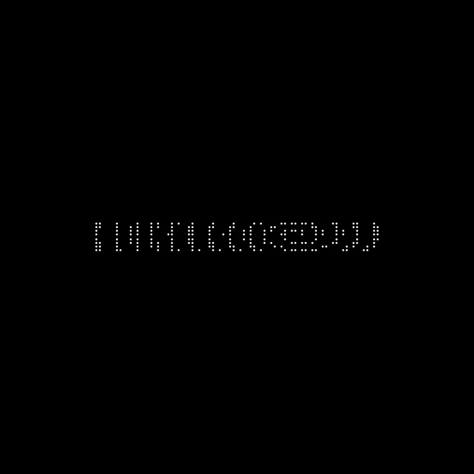 A wide two-line strip of dots forming the arms of a spiral.